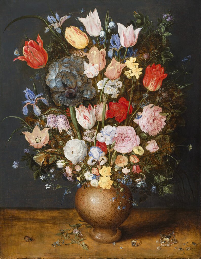 Jan BRUEGHEL THE ELDER, Still life of flowers in a clay vase