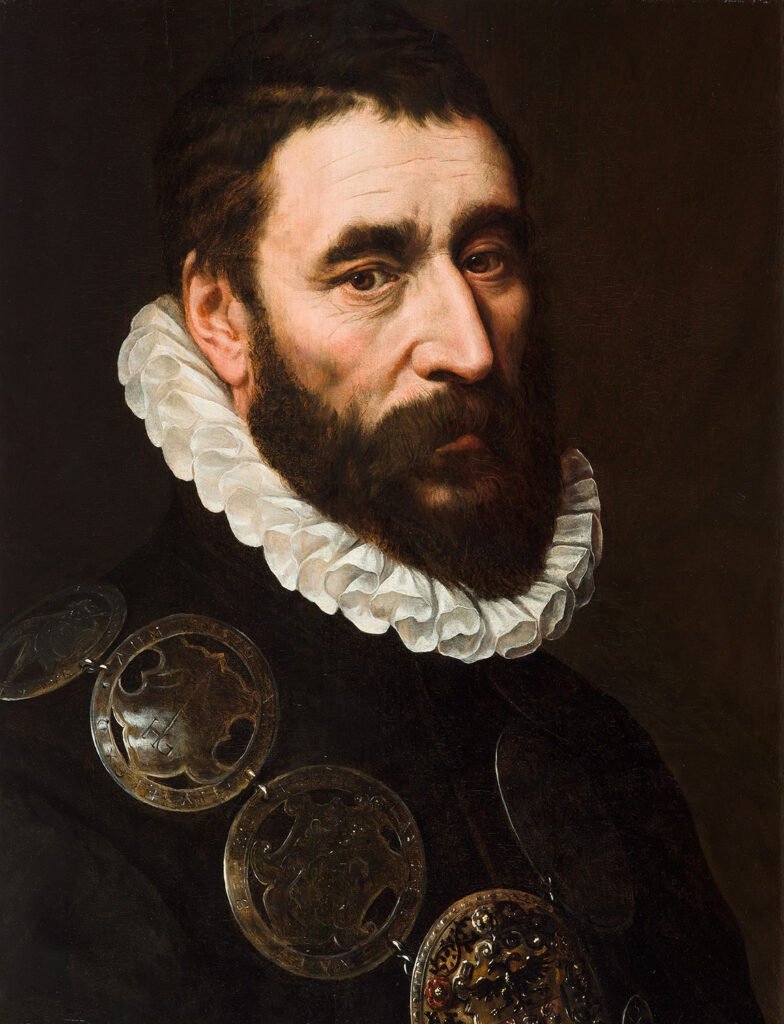 Adriaen Thomasz KEY, Portrait of a bearded man wearing a chain of guild buckles