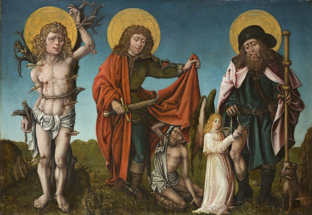 St. Sebastian, St. Martin and St. Rochus, Master of the Schwabacher Crispinus Altar