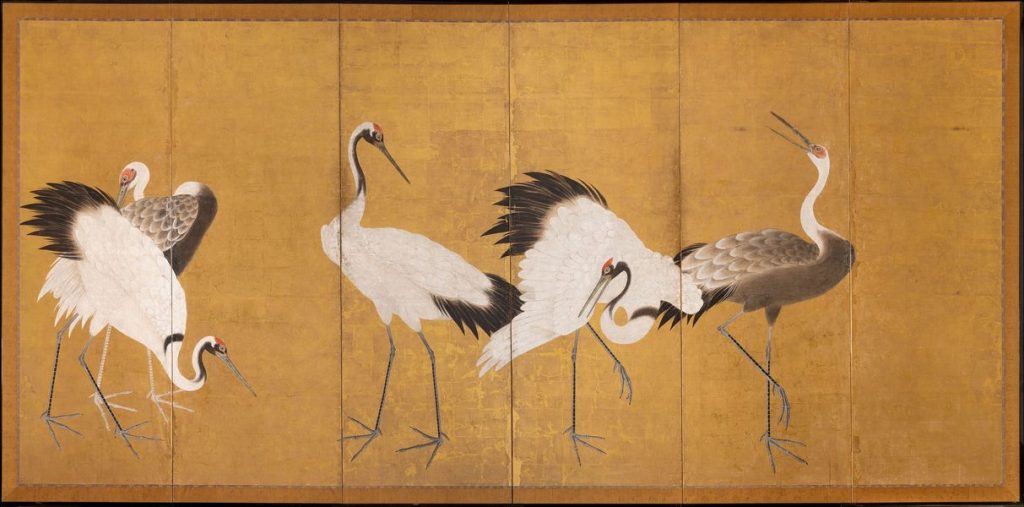Byōbu with Flock of Cranes, Maruyama-Shijo school